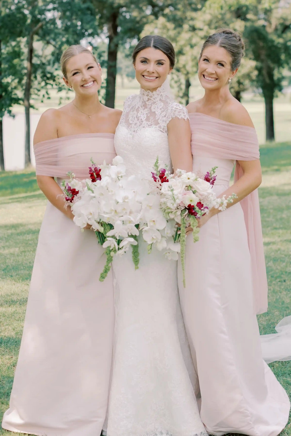 Convertible Tulle Off Shoulder Two Piece Bridesmaid Dress