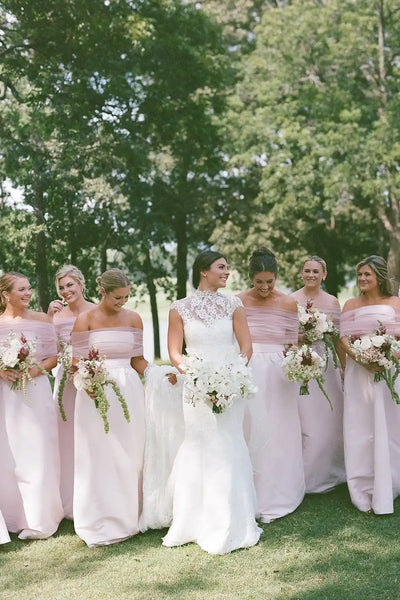 Convertible Tulle Off Shoulder Two Piece Bridesmaid Dress