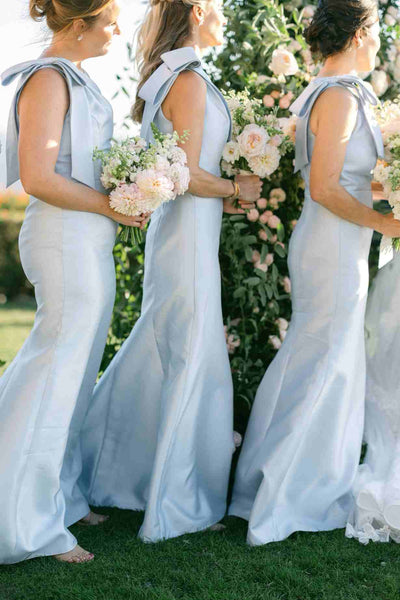 Elegant one shoulder draped satin bridesmaid dress