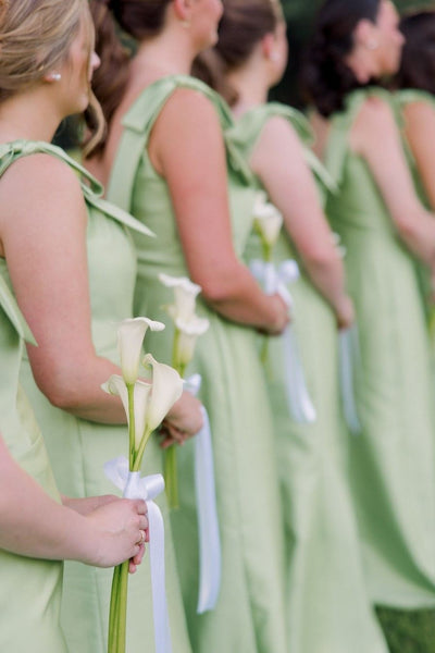 Elegant one shoulder draped satin bridesmaid dress