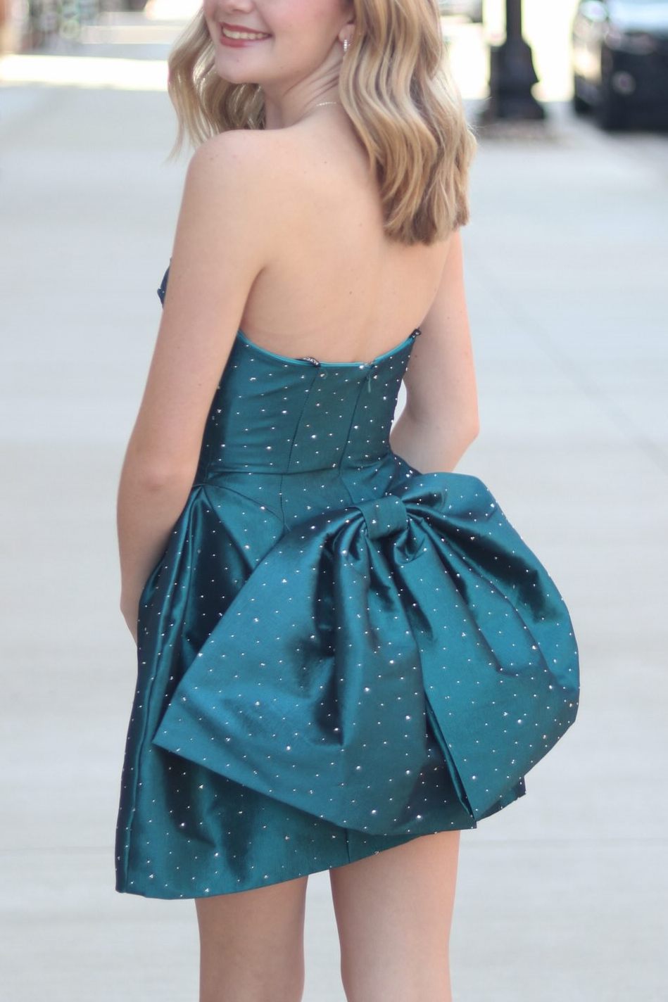 Emerald Green Rhinestone Sweetheart A-Line Homecoming Dress