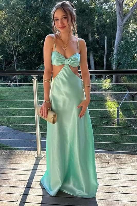 Royal Blue Satin Cutout Formal Prom Dress