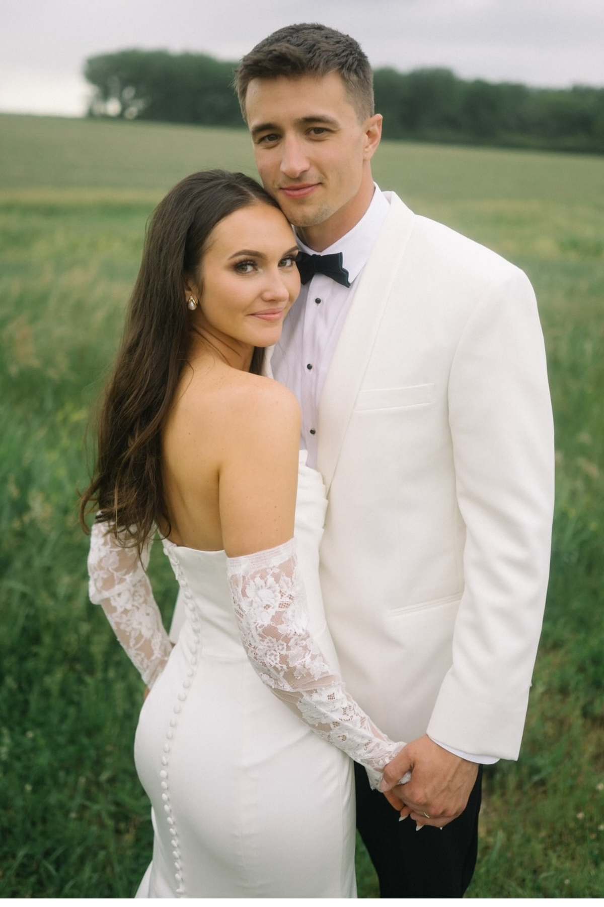 Minimalist White  Draped Cowl Neck Trumpet Wedding Dress