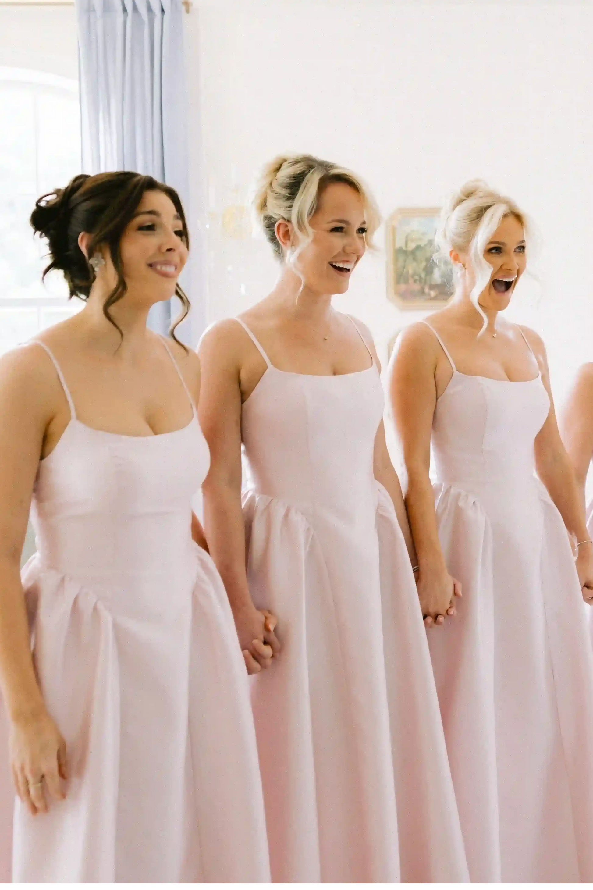 Pale Pink Spaghetti Strap A-Line Bridesmaid Dress