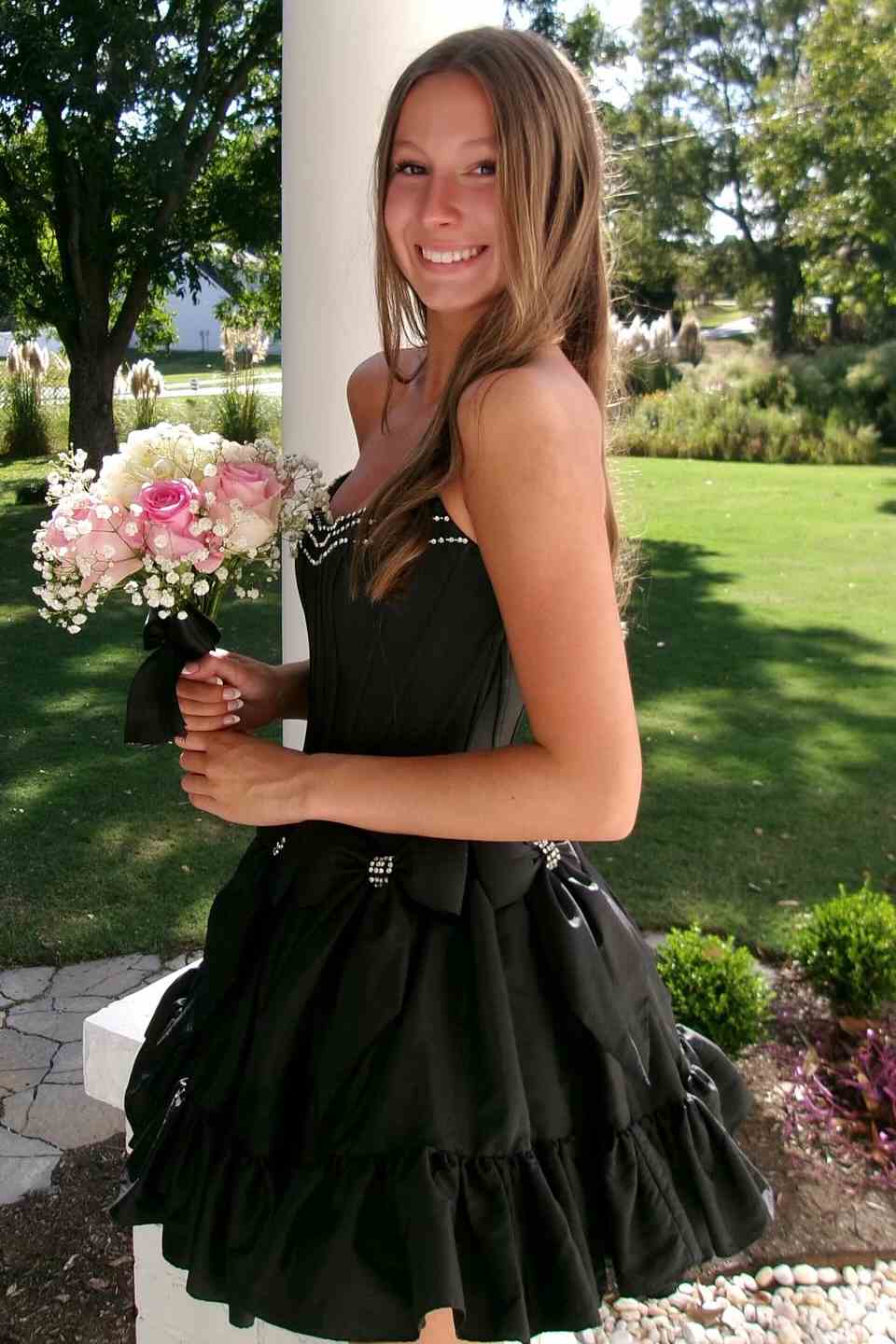 Rhinestone Black Strapless Trim Strapless Corset Homecoming Dress